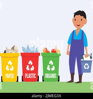 Eine Zero Waste Sorting Illustration, Vektor Stock Vektor
