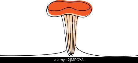 Pilz eine Linie farbige kontinuierliche Zeichnung. Pilz kontinuierliche eine Zeile bunte Illustration. Vektor minimalistische lineare Illustration Stock Vektor