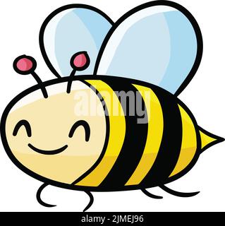Eine Vektordarstellung einer niedlichen Biene auf weißem Hintergrund Stock Vektor