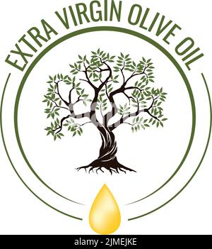 Extra natives Olivenöl Verpackung Abzeichen Vektor Illustration Stock Vektor