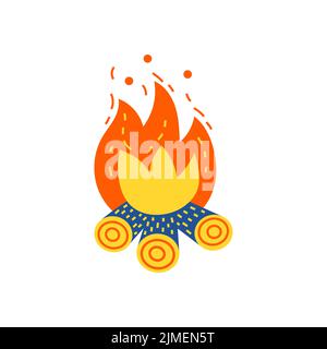 Abbildung der Wohnung am Lagerfeuer Stock Vektor