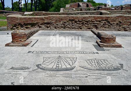 Mosaik in Ostia Antica, Latium, Italien Stockfoto