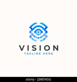 Eine Vektordarstellung der Vision Eye Monogram Logo-Vorlage Stock Vektor