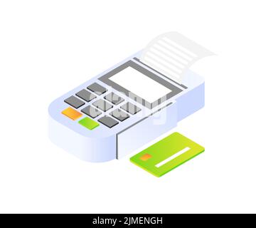 Eine Nahaufnahme des Geldautomaten auf weißem Hintergrund Stock Vektor