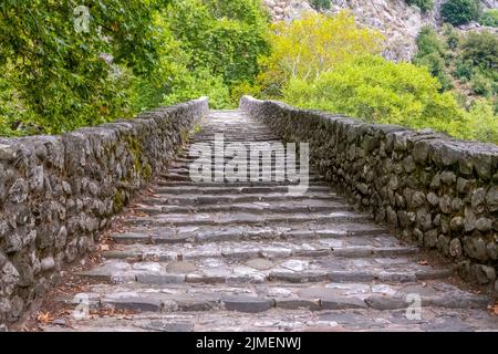 Alte Steintreppen im Sommerpark Stockfoto