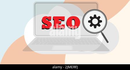 Verbesserung der Rangliste auf Suchmaschine, Suchmaschinen-Traffic, Testen Website SEO, flaches Design konzeptionelle Vektor-Banner Illustration Stock Vektor