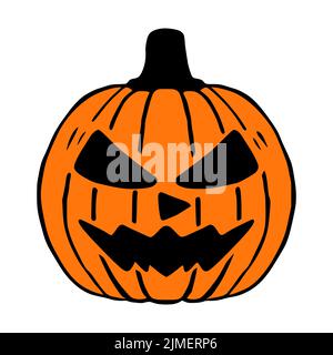 Mad Jack O Laterne handgezeichnete Kunst, halloween Kürbis isoliert Stockfoto