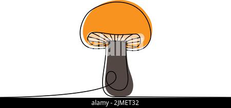 Pilz eine Linie farbige kontinuierliche Zeichnung. Pilz kontinuierliche eine Zeile bunte Illustration. Vektor minimalistische lineare Illustration Stock Vektor