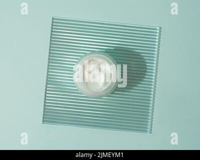 Kosmetische Creme ästhetische Schicht topview, Copyspace Stockfoto