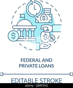 Bundes- und Privatkredite türkisfarbenes Konzeptsymbol Stock Vektor