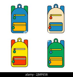 Satz isolierter Elemente für Rucksäcke auf weißem Hintergrund Stock Vektor