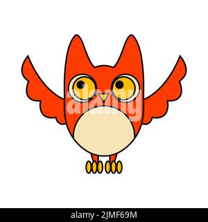 Rote Eule isoliertes Element auf weißem Hintergrund Wissenssymbol Stock Vektor