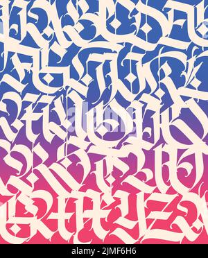 Muster aus lateinischen Buchstaben. Vektor. Englisches Alphabet. Mittelalterliches ornament im europäischen Stil. Europäisches Alphabet 9-16 Jahrhundert. Ramano-germanische Buchstaben. Wunderschön Stock Vektor