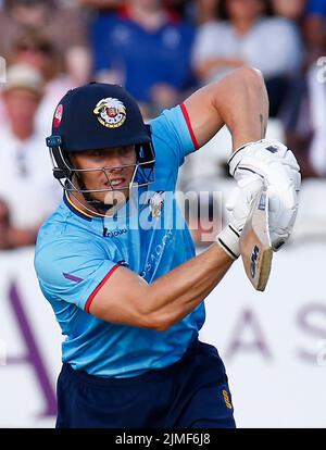 CHELMSFORD ENGLAND - 05. AUGUST :Essex's Grant Roelofsen während des Royal London One-Day Cup Spiels zwischen Essex Eagles CCC und Derbyshire CCC am Stockfoto