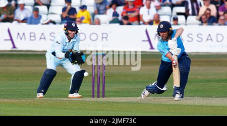 CHELMSFORD ENGLAND - 05. AUGUST : Essex will Buttleman während des Royal London One-Day Cup-Spiels zwischen Essex Eagles CCC und Derbyshire CCC am Stockfoto