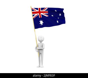 3D Illustration eines Zeichentrickfilms mit einer australischen Flagge Stockfoto