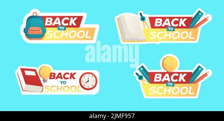 Gradient Back to School Sticker Kollektion Stock Vektor