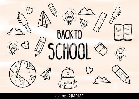 Handgezeichneter Hintergrund zurück zur Schule Illustration Stock Vektor