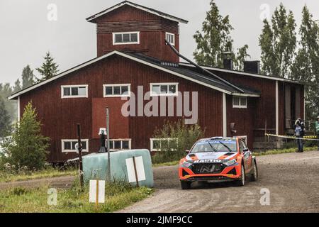 21 SUNINEN Teemu (FIN), MARKKULA Mikko (FIN), Toksport WRT, Skoda Fabia Evo, Aktion während der Rallye Finnland 2022, 8. Runde der WRC World Rally Car Championship 2022, vom 4. Bis 7. August 2022 in Jyvaskyla, Finnland - Foto: Nikos Katikis/DPPI/LiveMedia Stockfoto
