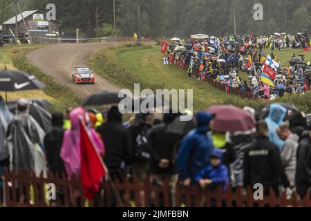 21 SUNINEN Teemu (FIN), MARKKULA Mikko (FIN), Toksport WRT, Skoda Fabia Evo, Aktion während der Rallye Finnland 2022, 8. Runde der WRC World Rally Car Championship 2022, vom 4. Bis 7. August 2022 in Jyvaskyla, Finnland - Foto: Nikos Katikis/DPPI/LiveMedia Stockfoto