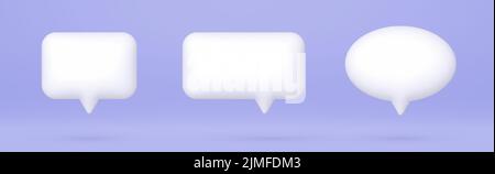 3D Sprechblasen gesetzt, realistische weiße Chat-Dialog-Zitate, Social-Media-Kommunikation Elemente Stock Vektor