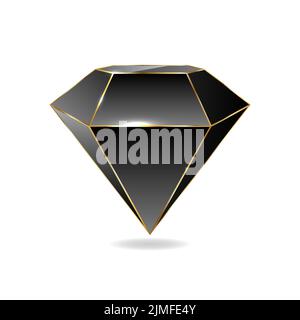 Kostbarer schwarzer Stein Obsidian isoliert auf weißem Hintergrund. Stock Vektor