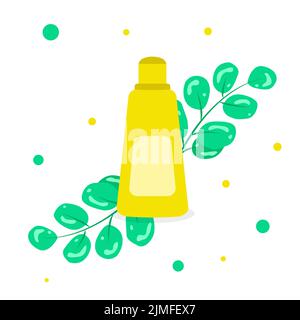 Bio Naturkosmetik Lotion Kosmetik Öko-freundliches Produkt Hautpflege Körper und Gesicht Hautpflege Haare und Nägel Stock Vektor