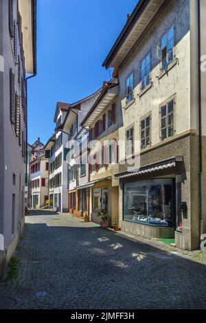 Straße in Rapperswil, Schweiz Stockfoto