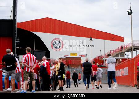 Allgemeine Außenansicht der Bramall Lane, Heimstadion von Sheffield United Stockfoto