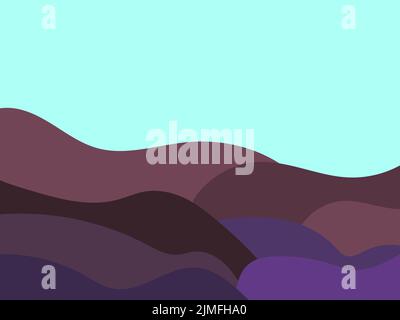 Berglandschaft in minimalistischem Stil. Panorama der Berggipfel. Design für Poster, Banner und Werbeartikel. Vektorgrafik Stock Vektor