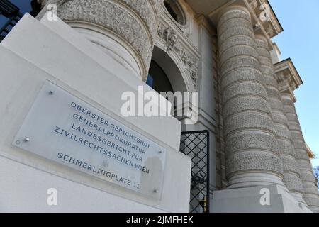 Justizpalast auf dem Schmerlingplatz in Wien, mit Oberster Gerichtshof (OGH), Österreich, Europa - Justizpalast am Schmerlingplatz in Wien, wit Stockfoto