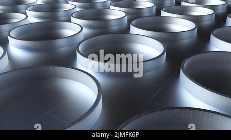 Glasringe mit sanfter Beleuchtung Stockfoto