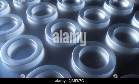 Glasringe mit sanfter Beleuchtung Stockfoto