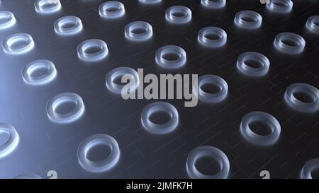 Glasringe mit sanfter Beleuchtung Stockfoto