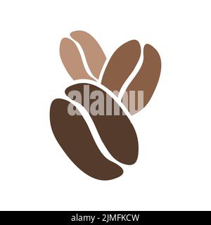 Icon Set von braunen Kaffeebohnen mit organischer glatter Form. Vektorbild. Stock Vektor