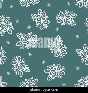 Einfach floral grün nahtlose Muster für Textil- oder Design-Hintergrund, niedliche Rosen und kleine Blume Stock Vektor