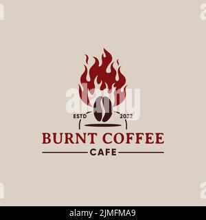 Logo Des Vintage Coffee Beans Burnt Coffee Shop Stock Vektor