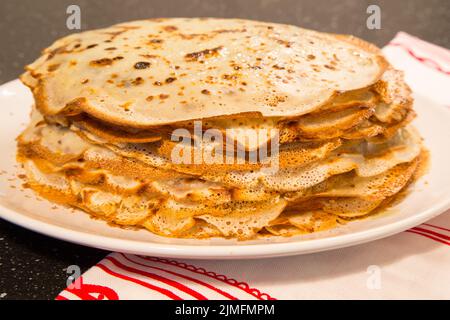 Stapel der Pfannkuchen russische Lebensmittel, Maslenitsa Stockfoto