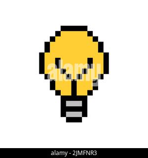 Pixelfarbener Lampenvektor isoliert auf weißem Hintergrund. Pixel-Glühlampe im Pixelstil Stock Vektor
