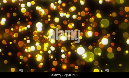 Weihnachten Hintergrund mit glitzerndem Gold Kreise bokeh. Computer generierten 3D-Rendering Stockfoto