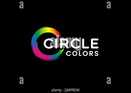Rainbow Color Initial C Logo , Splash Brush Logo Design Inspiration Stock Vektor