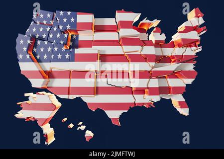 United States Map Offset States 3D Render Stockfoto