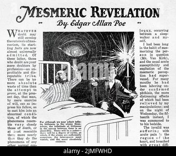 Mesmeric Revelation (1844) von Edgar Allan Poe. Illustration aus Amazing Stories, Mai 1926. Stockfoto