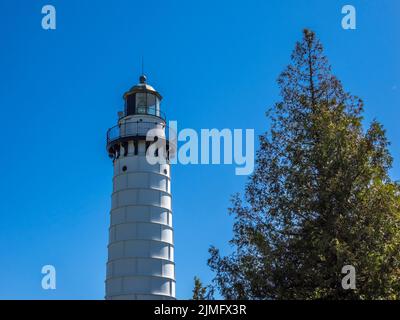 Cana Island Light Station erbaut 1869 auf Cana Island am Ufer des Lake Michigan in Door County Wisconsin USA Stockfoto