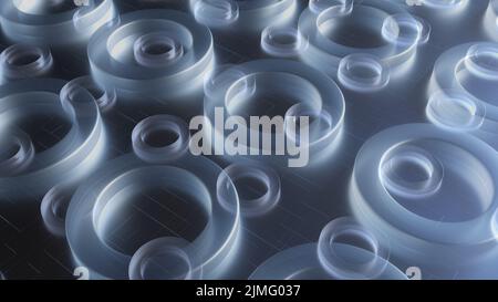 Glasringe mit sanfter Beleuchtung Stockfoto