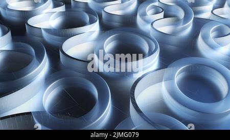 Glasringe mit sanfter Beleuchtung Stockfoto