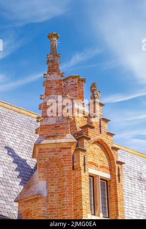 Details des mittelalterlichen Hauses in Brügge, Belgien Stockfoto