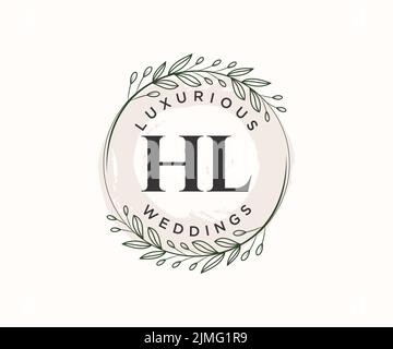 HL Initialen Brief Hochzeit Monogramm Logos Vorlage, handgezeichnete moderne minimalistische und florale Vorlagen für Einladungskarten, Save the Date, elegant Stock Vektor