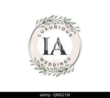 IA Initials Letter Hochzeit Monogramm Logos Vorlage, handgezeichnete moderne minimalistische und florale Vorlagen für Einladungskarten, Save the Date, elegant Stock Vektor