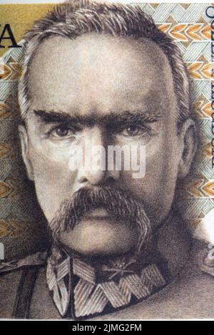 Jozef Pilsudski Porträt aus alten fünf Millionen zloty Stockfoto